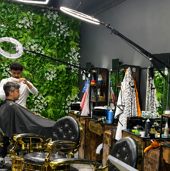 Professional barber providing a haircut near Pearland TX