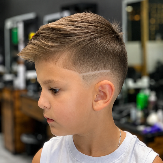 Professional barber providing a haircut near Houston TX